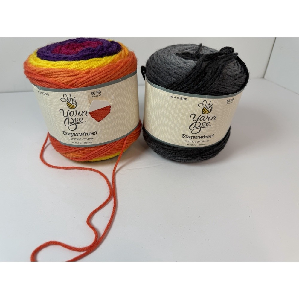Yarn Bee Sugarwheel‎ Licorice Jellybean Candied Orange Yarn 7 oz 355 Yards Lot